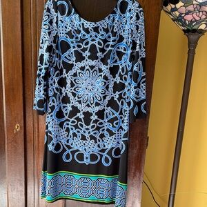 Elegant Black and Blue Patterned Dress